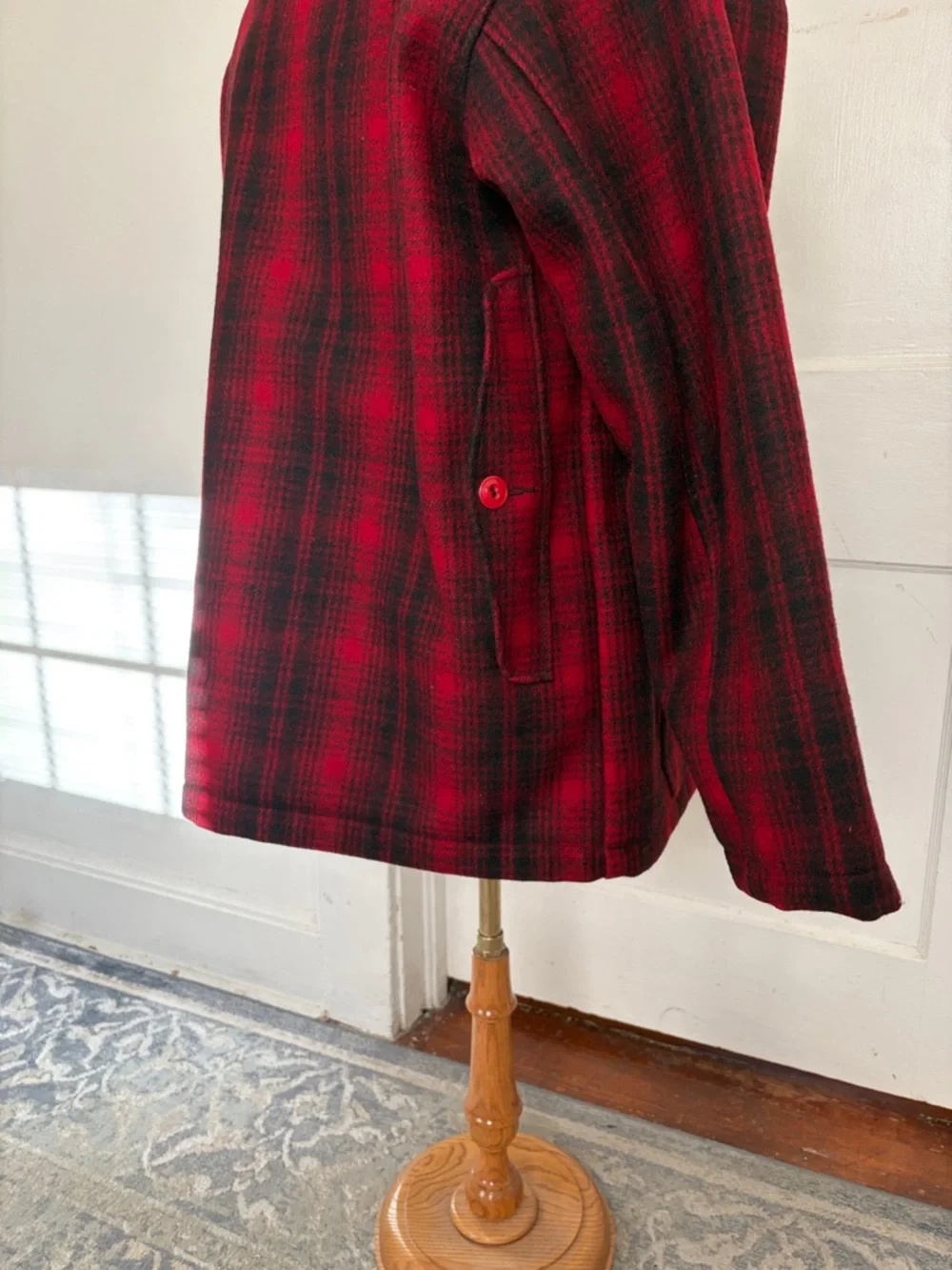 Woolrich Red and Black Plaid Military Field Jacket - Picture 4 of 10